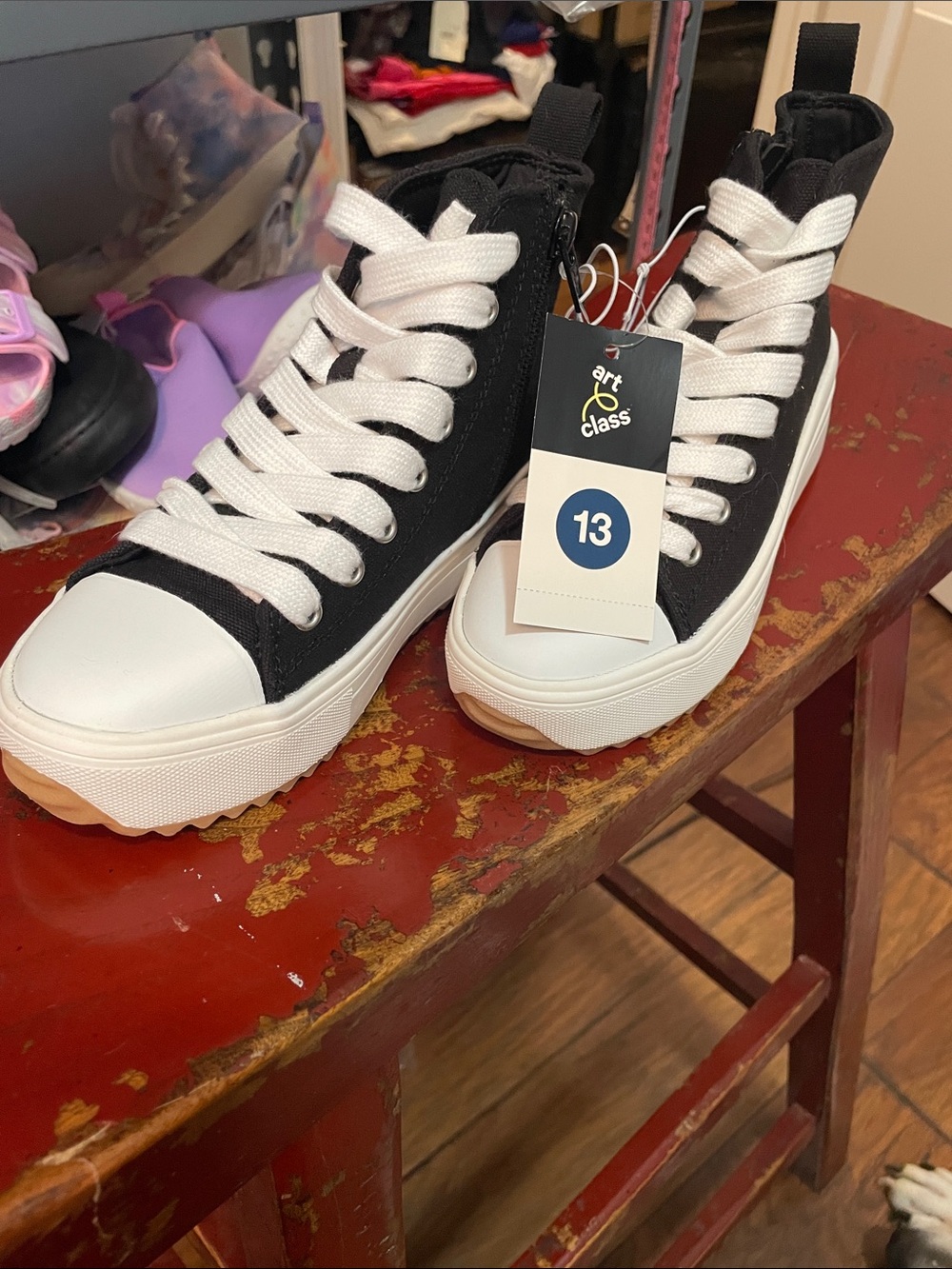art class Black and White High-Top Kids Sneakers